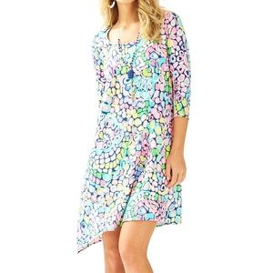 Lilly Pulitzer Ariana Gypsy Jungle Pastel Knit Asymmetrical Scoop Neck Dress - S